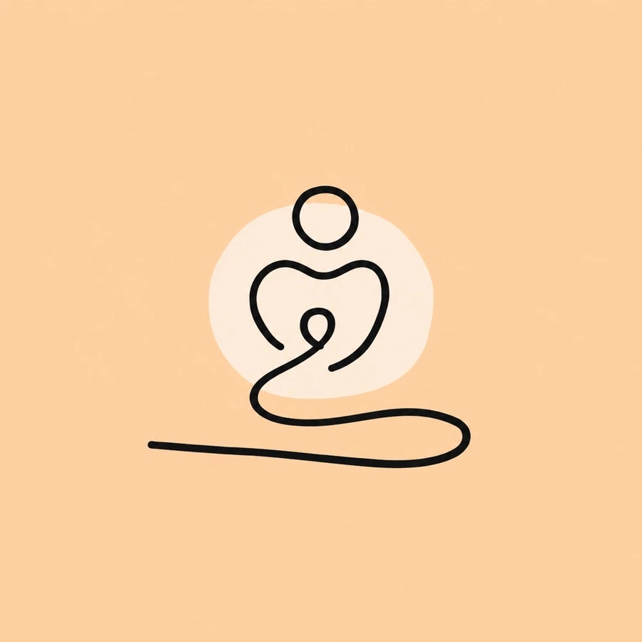 One-line drawing of a parent embracing a child